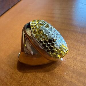 Elegant Gold and Silver Crystal Ring